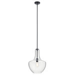 Kichler - Kichler Everly 1-LT Pendant 42046BK - Black - The Everly™ 19.75” one light bell shaped pendant comes with a curved, glass blown shade featuring a clear glass and a Black finish for a simple and elegant look. The Everly's versatile design coordinates with a variety of styles and can be used singularly, in multiples or arranged at varying heights to elevate the room.