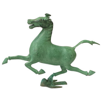 Chinese Green Rustic Ancient Artistic Horse Figure Display Hws1449
