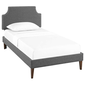 Modway Corene Twin Platform Bed With Squared Tapered Legs Gray