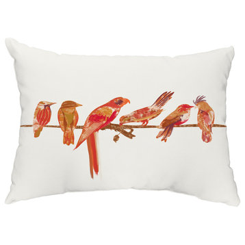 Morning Birds 14"x20" Coastal Decorative Outdoor Pillow, Orange