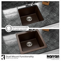 Karran Undermount Quartz Composite 17" Bar Single Bowl Sink, Brown