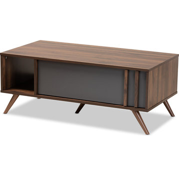 Naoki Coffee Table - Gray, Walnut, 1-DRAWER