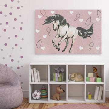 "Grooming Unicorn" Painting Print on Wrapped Canvas
