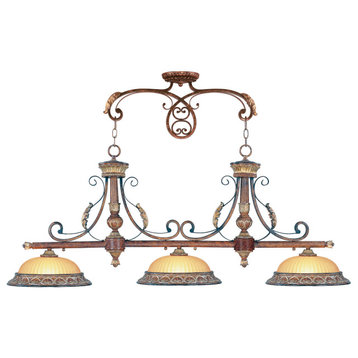 Verona Bronze With Aged Gold Leaf Accents Island Light