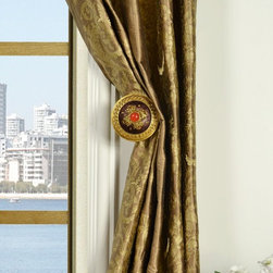 Halo Embroidered Vase Damask Concealed Tab Top Dupioni Curtains 4 Colors - Curtains