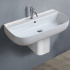 Rectangular White Ceramic Semi-Pedestal Sink, One Hole