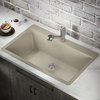 T848 Topmount Single Bowl Quartz Kitchen Sink, Slate, No Additional Accessories