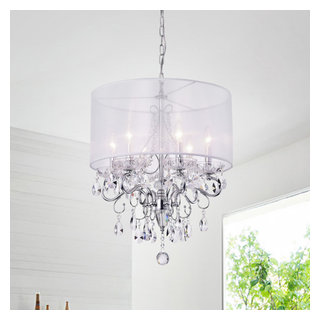 Lyra 6 - Light Candle Style Drum Chandelier with Crystal Accents -  Contemporary - Chandeliers - by Greenville Signature