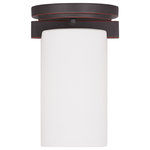 Livex Lighting - Astoria Ceiling Mount, Olde Bronze - The minimalist Astoria collection draws the eye to the soft, warm glow of the light emitted from the cylindrical satin opal etched glass shades available in a subdued brushed nickel or soft olde bronze.