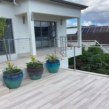 White metal post cable railing project in Antigua and Barbuda