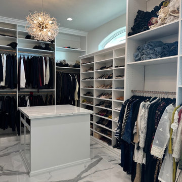 Modern And Stylish White Walk-in Closet