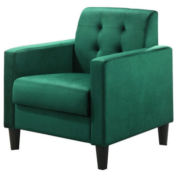 Hale Velvet Accent Armchair With Tufting, Green