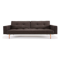"Innovation" Splitback Begum Dark Brown Sofa Bed / Arms / Light Wood Legs - Sofas