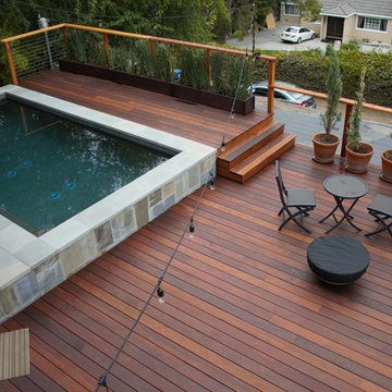 Modern backyard pool deck