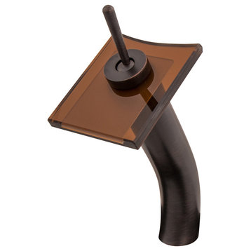 Squared Waterfall Vessel Faucet, Oil Rubbed Bronze, Tea Glass