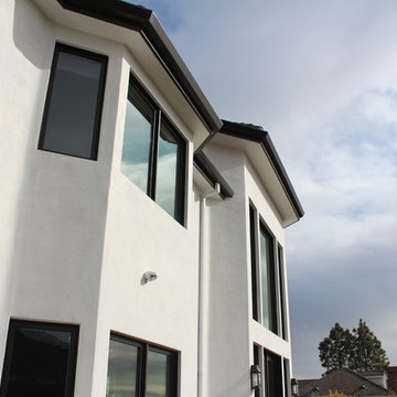 6 inch Angle Face/Flat Face Gutters with smooth Downspouts in Pacific Palisades