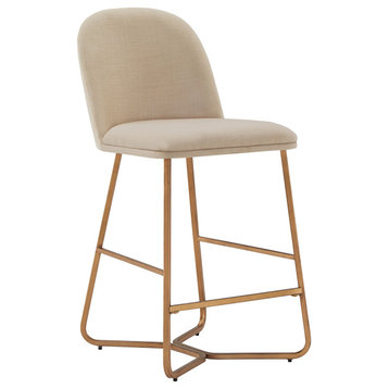 Paris Linen Upholstered Counter & Bar Chairs, Set of 2, Beige