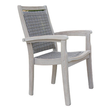 Gray Wash Eucalyptus and Driftwood Gray Wicker Stacking Dining Chair