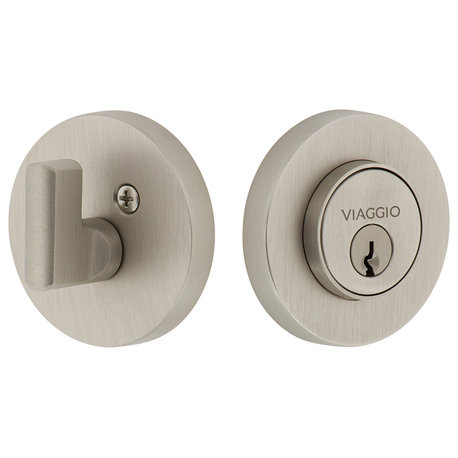 Circolo Rosette Single Cylinder Deadbolt, Satin Nickel