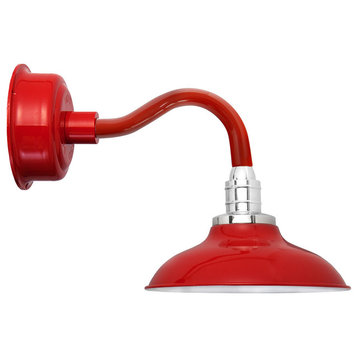 Peony LED Sconce Light, Cherry Red With Chic Arm, 10"