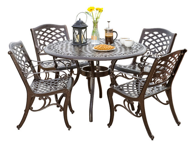 Covington 5 Piece Outdoor Dining Set Traditional Covington 5 Piece Outdoor Dining Set
