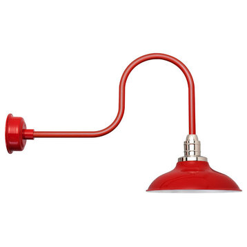 Peony LED Barn Light With Sleek Arm, Cherry Red, 12"