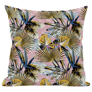 18" Gold Pink Tropical Suede Throw Pillow