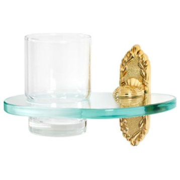 Alno A8570 Ribbon & Reed Wall Mounted Glass Tumbler - Brass