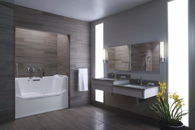 Inspiration for a modern bathroom remodel in Denver