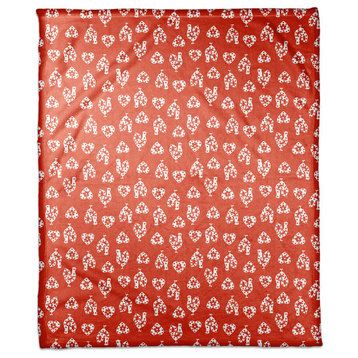 Red Rooster Pattern Fleece Blanket