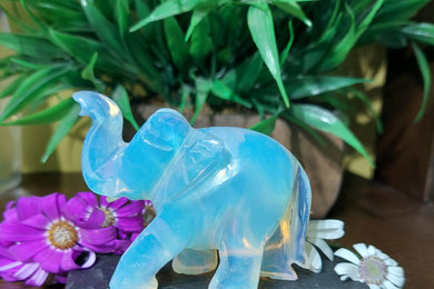 Hand Carved Opalite Elephant