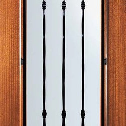 Slab Home Single Door 80 Mahogany Warwick Full Lite Wrought Iron - Front Doors