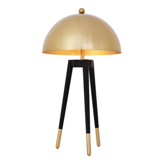 ZOE Matte Black Conical Table Lamp with Gold Chrome Base And Black