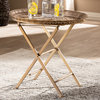 Sabah Traditional Moroccan Matte Antique Gold Finish Metal Foldable Tray Table