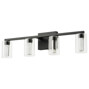 Modern 4-Light Vanity Light Cylinder Glass Style LED Light, Black