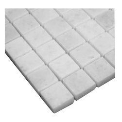 Carrara Marble Italian White Bianco Carrera 1x1 Mosaic Tile Tumbled - Home Accessories & Decor
