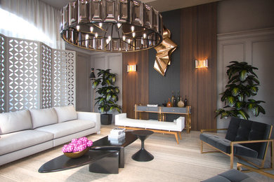 Large trendy open concept living room photo in Miami