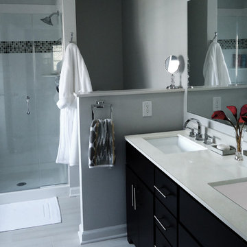 Modern Bathroom in Black, White, and Gray