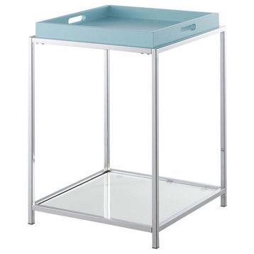 Convenience Concepts Palm Beach End Table in Clear Glass and Chrome Metal Frame