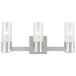 Livex Lighting - Livex Lighting 50683-91 Midtown - Three Light Bath Vanity - Mounting Direction: Up/Down  ShMidtown Three Light  Brushed Nickel Clear *UL Approved: YES Energy Star Qualified: n/a ADA Certified: YES  *Number of Lights: Lamp: 3-*Wattage:60w Candalabra Base bulb(s) *Bulb Included:No *Bulb Type:Candalabra Base *Finish Type:Brushed Nickel