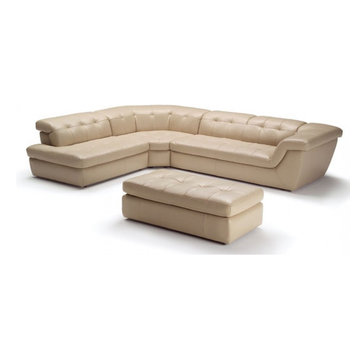 Tan Leather Sectional Sofa with Optional Ottoman