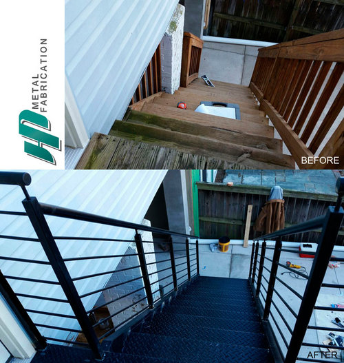 From Wood to Metal egress staircase.
