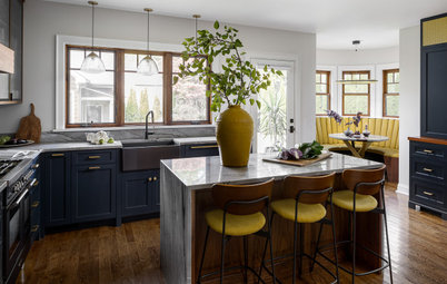 Kitchen of the Week: Walnut, Navy Blue and an Eat-In Turret Too