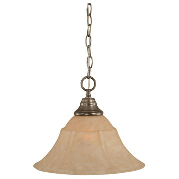 Chain Hung Pendant In Brushed Nickel, 14" Italian Marble Glass