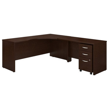 Series C 72"W Right Hand Corner Desk with Return and Mobile Cabinet Mocha Cherry
