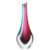 Murano Glass Design Piemonte Crystal Vase Aqua Ruby