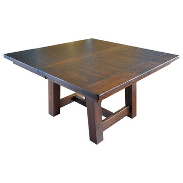 Hawthorne Rustic Cherry Square Extendable Dining Table , 54x54 2 Leaves