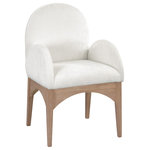 Meridian Furniture - Waldorf Chenille Upholstered Dining Chair, Black, Chenille, Natural Finish, Cream, Arm Chair, Chenille Fabric, Natural Finish - The Waldorf Chenille Fabric Dining Arm Chair exudes elegance and comfort. Crafted with solid ash wood, this dining chair boasts a sturdy and durable construction. The natural finished legs provide a warm and welcoming touch to the overall design. The plush cream chenille fabric on the seat and backrest of the chair offers a soft and cozy seating experience, making it an ideal choice for long dinner conversations with family and friends.