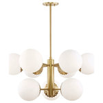 Mitzi by Hudson Valley Lighting - Paige 9-Light Chandelier, Aged Brass Finish, Opal Glossy Glass Shade - We get it. Everyone deserves to enjoy the benefits of good design in their home, and now everyone can. Meet Mitzi. Inspired by the founder of Hudson Valley Lighting's grandmother, a painter and master antique-finder, Mitzi mixes classic with contemporary, sacrificing no quality along the way. Designed with thoughtful simplicity, each fixture embodies form and function in perfect harmony. Less clutter and more creativity, Mitzi is attainable high design.