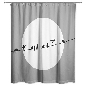 Gray Birds on a Line 71x74 Shower Curtain